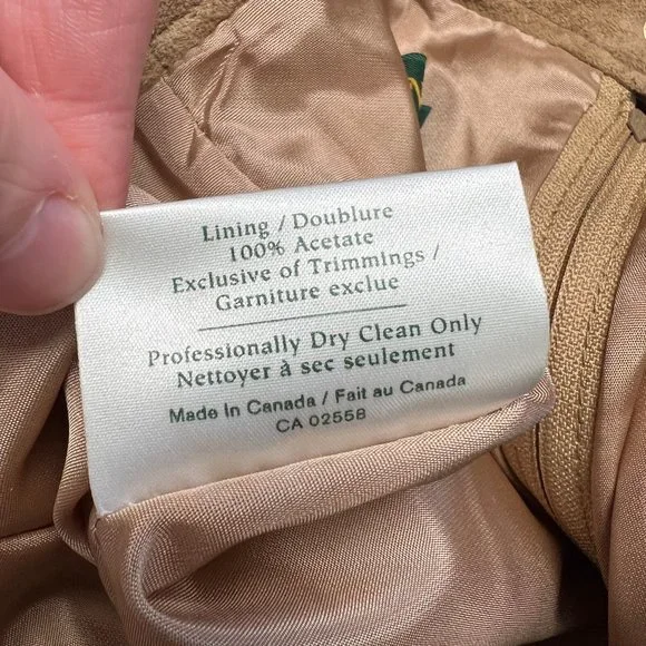 Vintage Danier Suede Leather Camel Tan High Rise Mini Midi Preppy Pencil Skirt - Picture 7 of 14